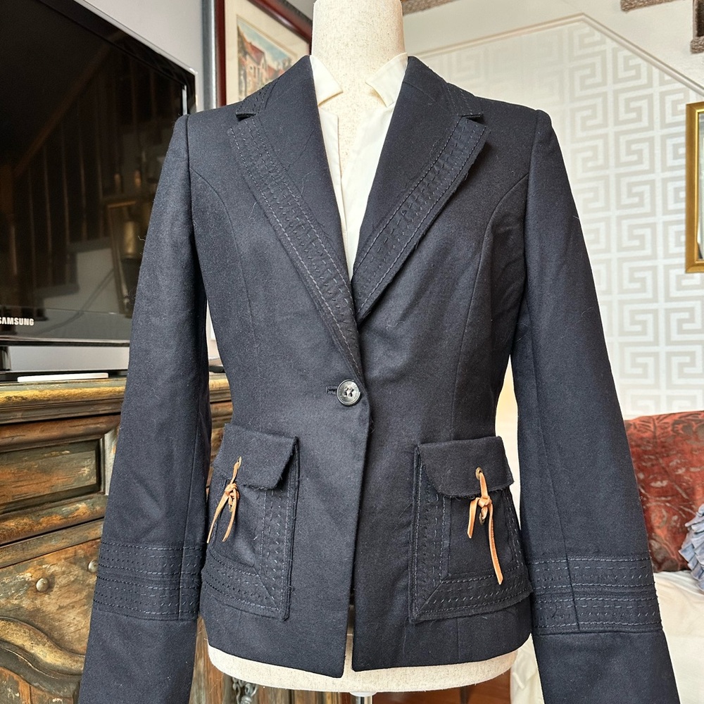 Les Copains Navy Blazer Jacket - Picture 3 of 4
